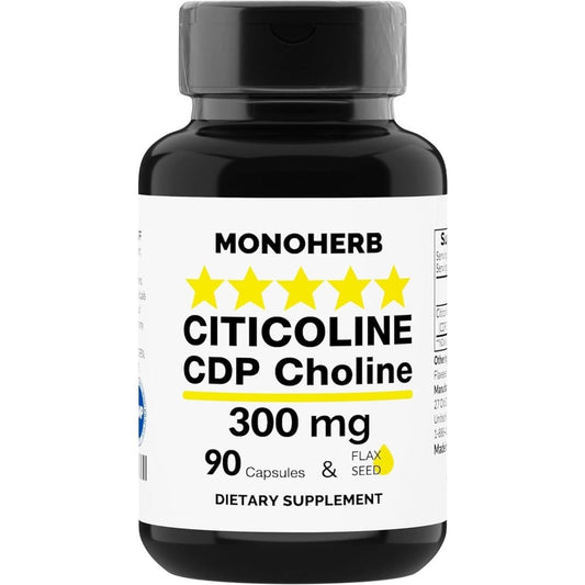 Citicoline CDP Choline 300 Mg per Capsule - 90 Vegetarian Capsules - Suppviv