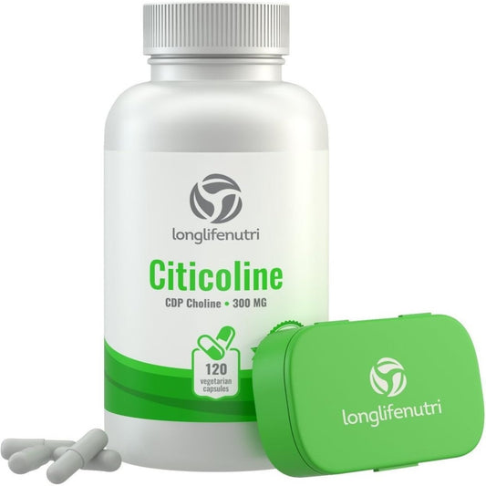 Citicoline CDP Choline 300Mg - Brain Booster for Enhanced Focus & Clarity - 120 Veggie Capsules - Made in USA - Suppviv