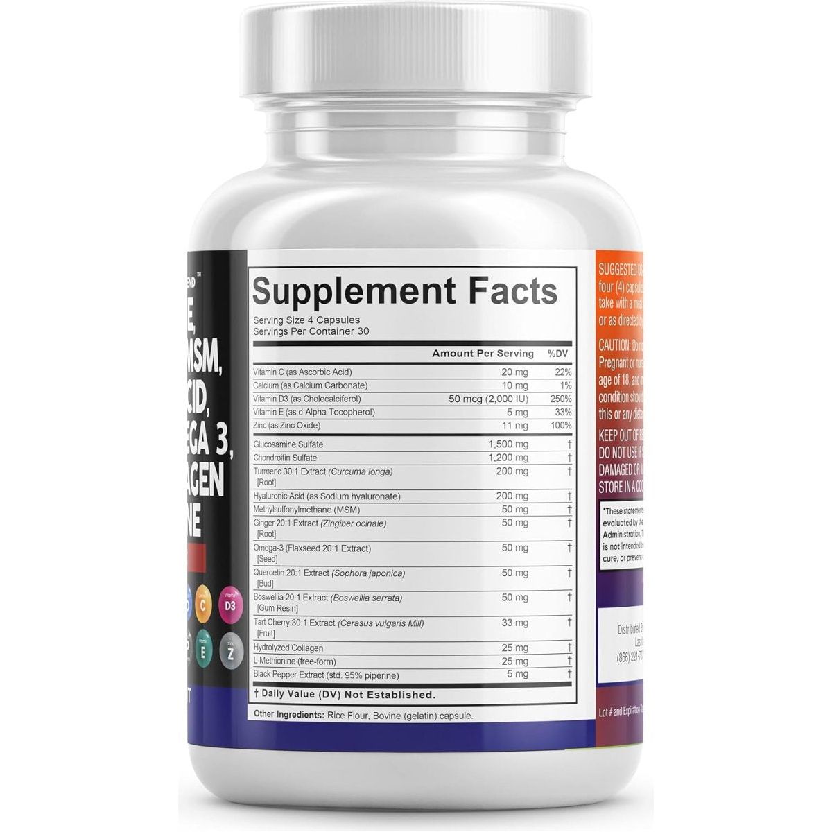 Clean Nutraceuticals Glucosamine Chondroitin Joint Support Omega 3 120 Count - Suppviv