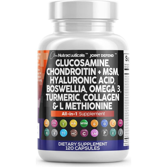 Clean Nutraceuticals Glucosamine Chondroitin Joint Support Omega 3 120 Count - Suppviv