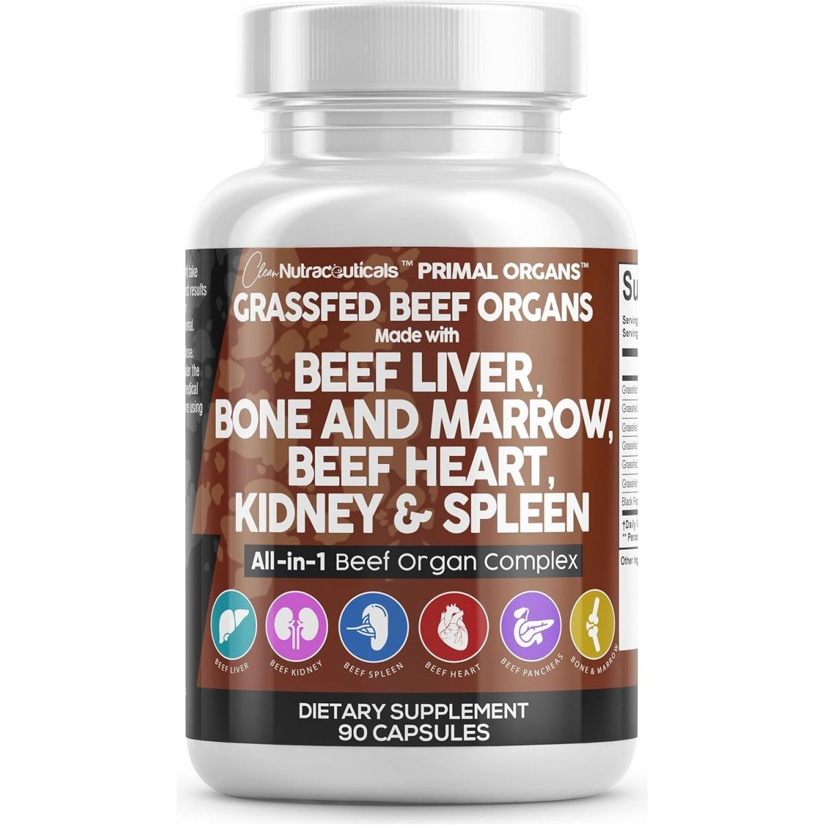 Clean Nutraceuticals Grass Fed Beef Liver Capsules 3000Mg 1 PACK - Suppviv