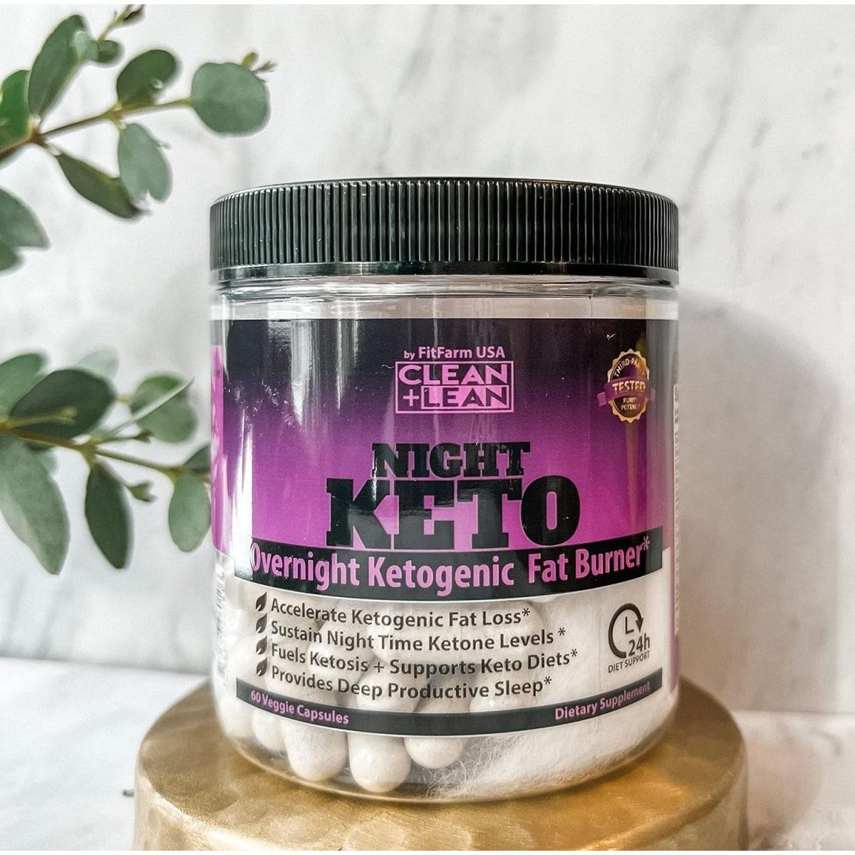 CLEAN+LEAN NIGHT KETO: Ketogenic Fat Burner & Sleep Aid | All Natural & GF | 60 Caps - Suppviv