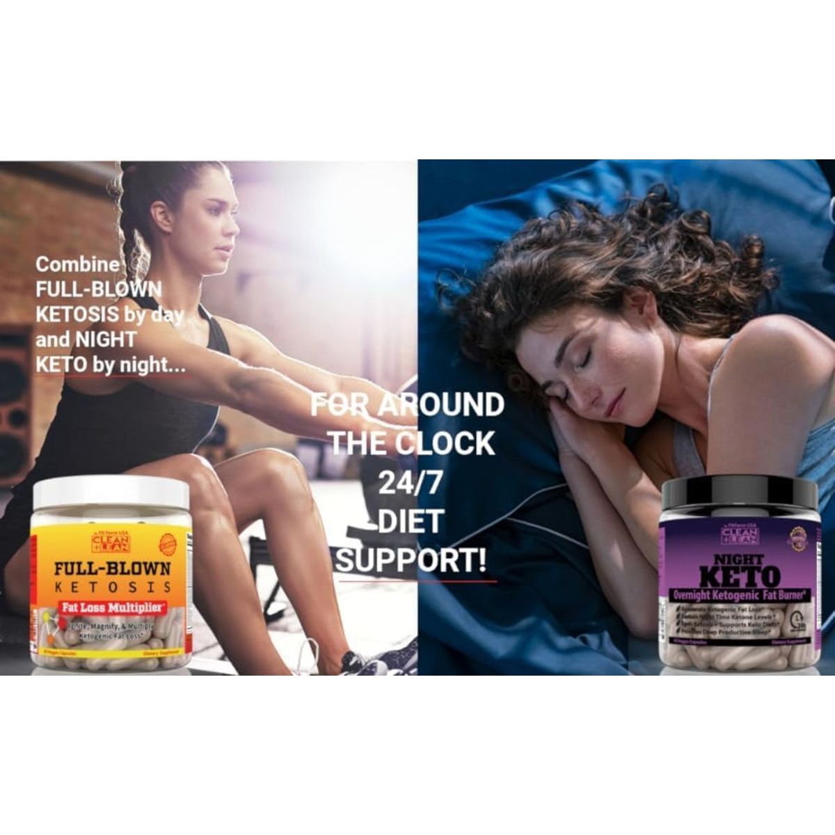 CLEAN+LEAN NIGHT KETO: Ketogenic Fat Burner & Sleep Aid | All Natural & GF | 60 Caps - Suppviv