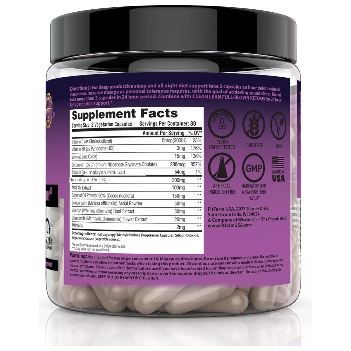 CLEAN+LEAN NIGHT KETO: Ketogenic Fat Burner & Sleep Aid | All Natural & GF | 60 Caps - Suppviv