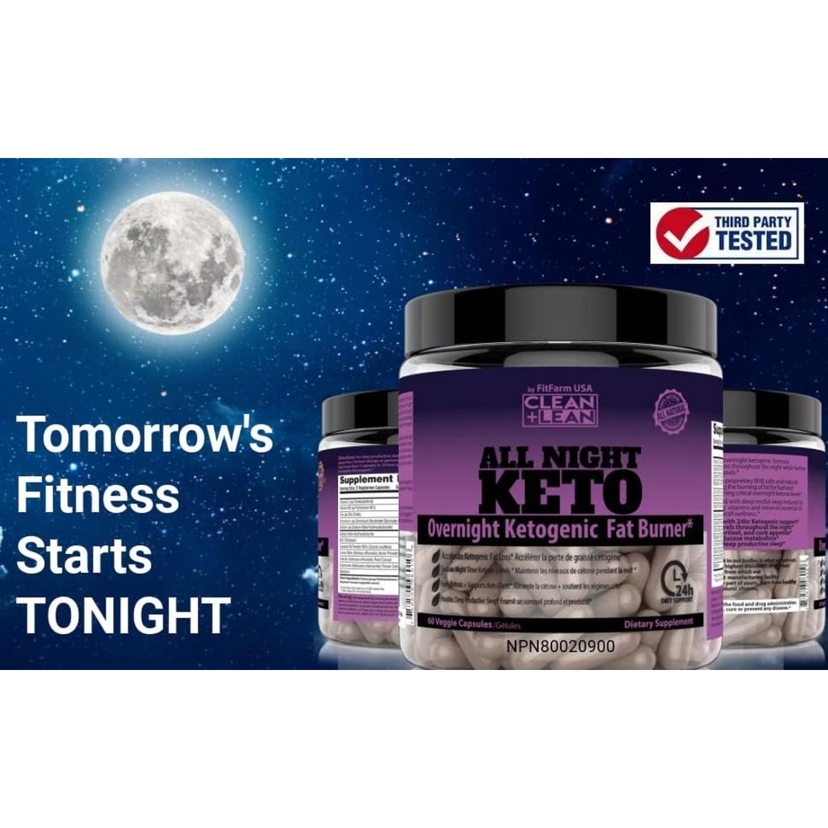 CLEAN+LEAN NIGHT KETO: Ketogenic Fat Burner & Sleep Aid | All Natural & GF | 60 Caps - Suppviv