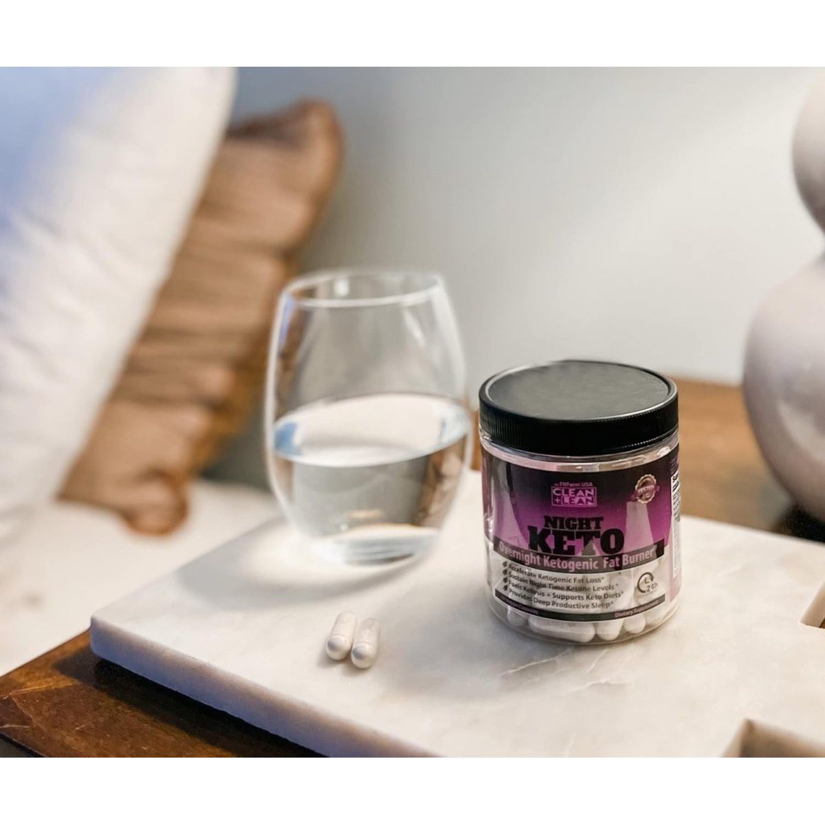 CLEAN+LEAN NIGHT KETO: Ketogenic Fat Burner & Sleep Aid | All Natural & GF | 60 Caps - Suppviv