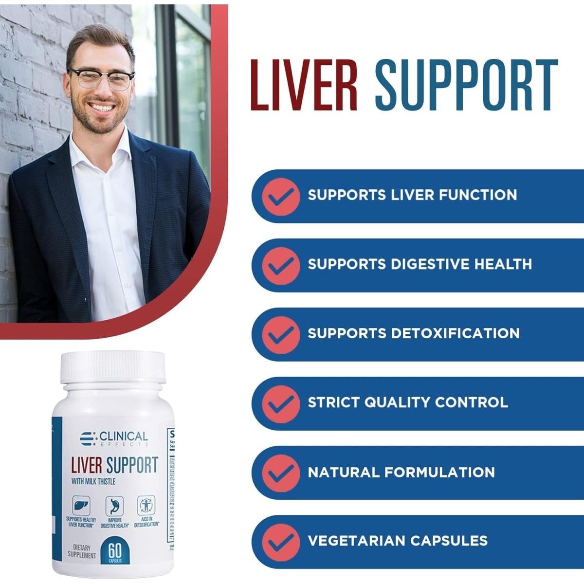 Clinical Effects: Liver Support - Natural Milk Thistle and Zinc Supplement - 60 Veggie Capsules - Suppviv