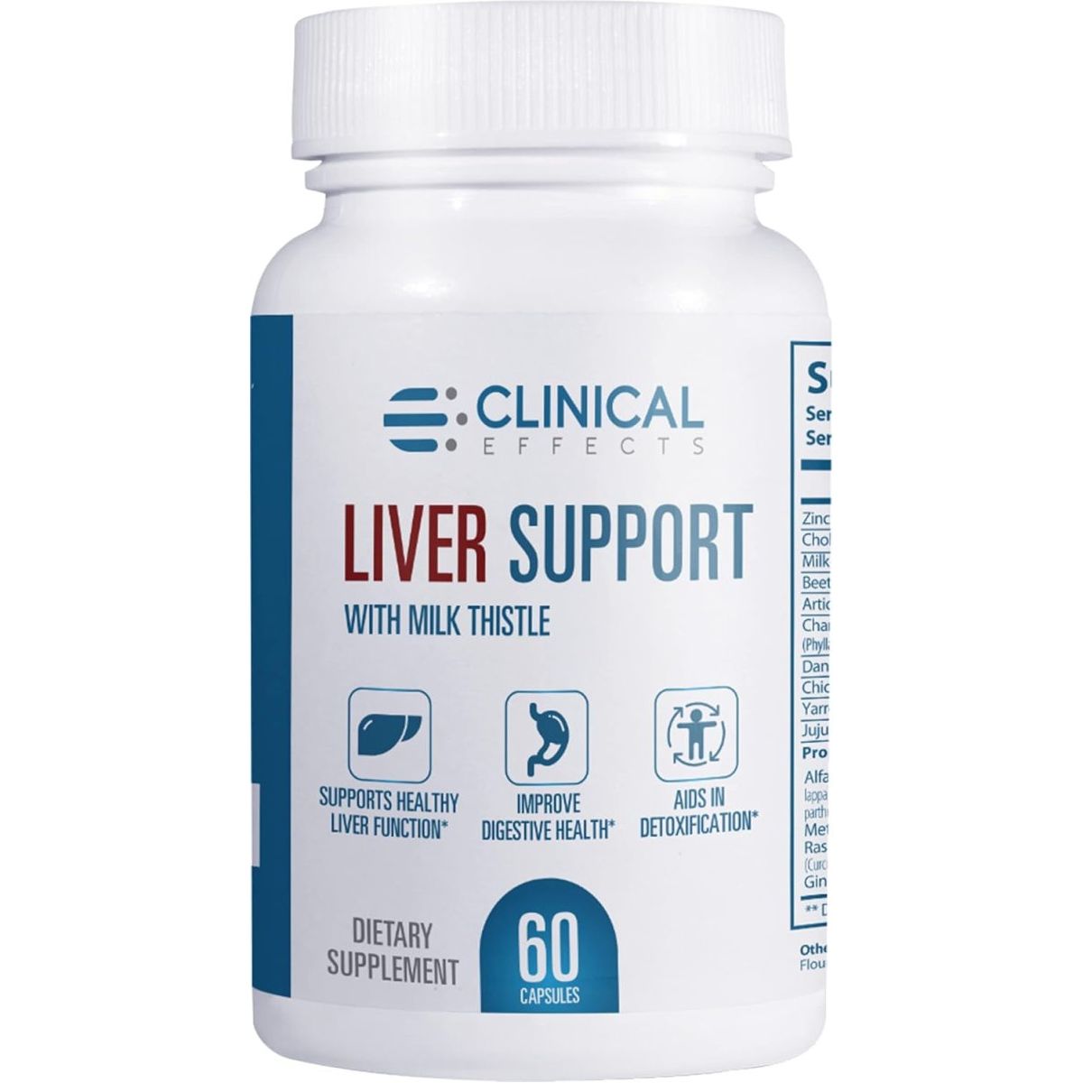 Clinical Effects: Liver Support - Natural Milk Thistle and Zinc Supplement - 60 Veggie Capsules - Suppviv