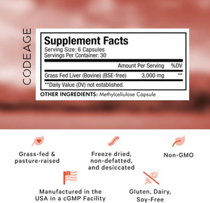 Codeage Grass Fed Beef Liver Supplement Superfood (180 Capsules) - Suppviv