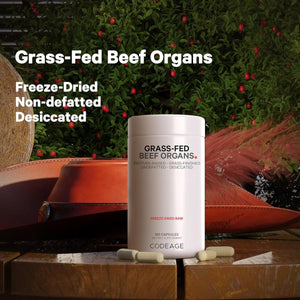 Codeage Grass Fed Beef Organs Supplement – Glandulars Supplements - 180 Capsules - Suppviv