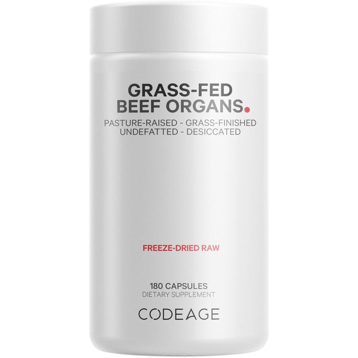 Codeage Grass Fed Beef Organs Supplement – Glandulars Supplements - 180 Capsules - Suppviv