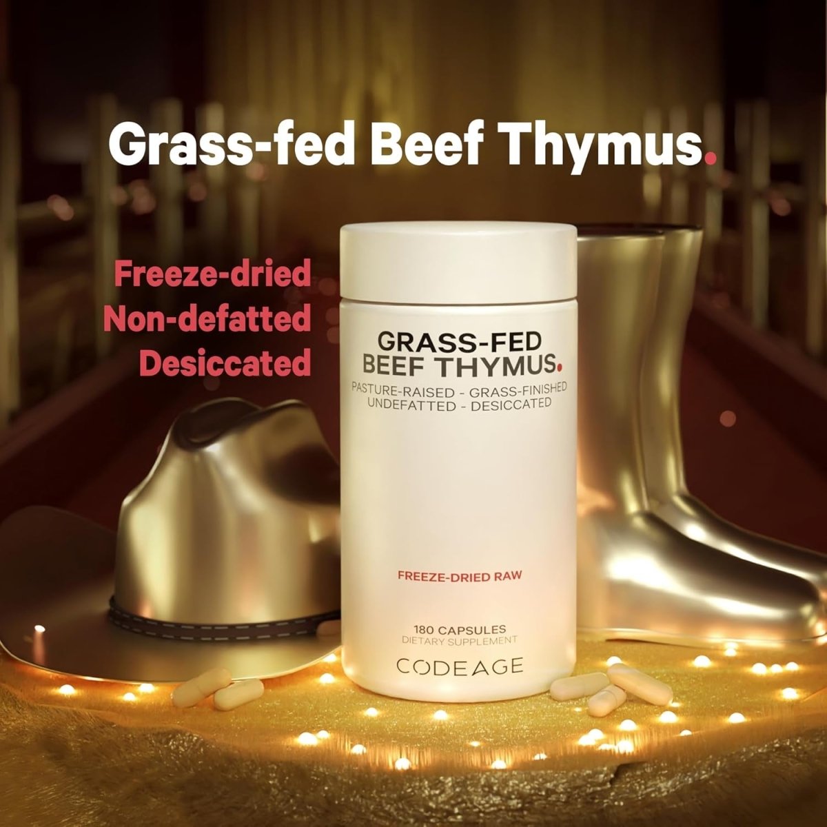 Codeage Grass Fed Beef Thymus Supplement Superfood (180 Capsules) - Suppviv