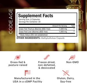 Codeage Grass Fed Beef Thymus Supplement Superfood (180 Capsules) - Suppviv