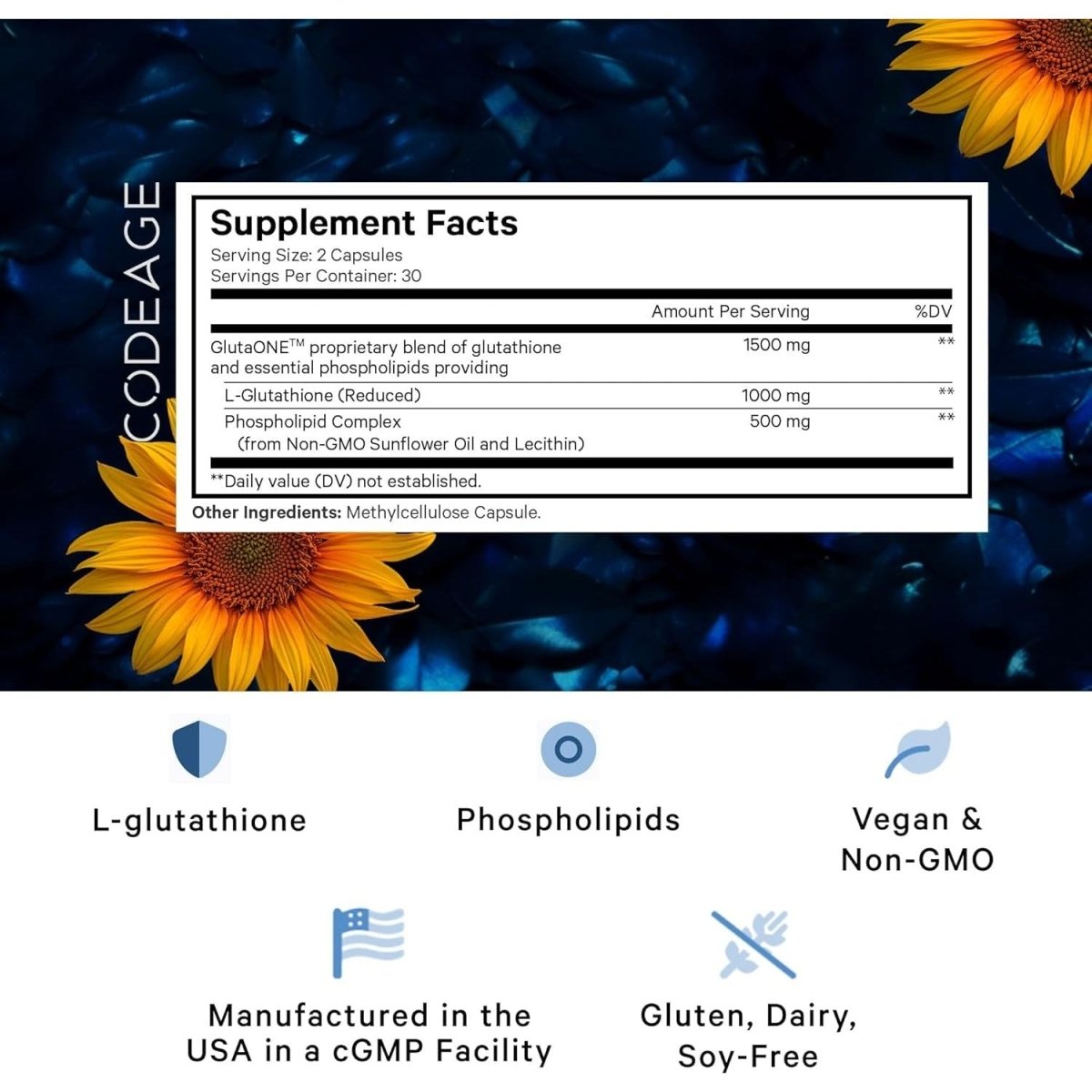 Codeage Liposomal Glutathione 1000 Mg Supplement, High - Potency Reduced Glutathione 60 Capsules - Suppviv