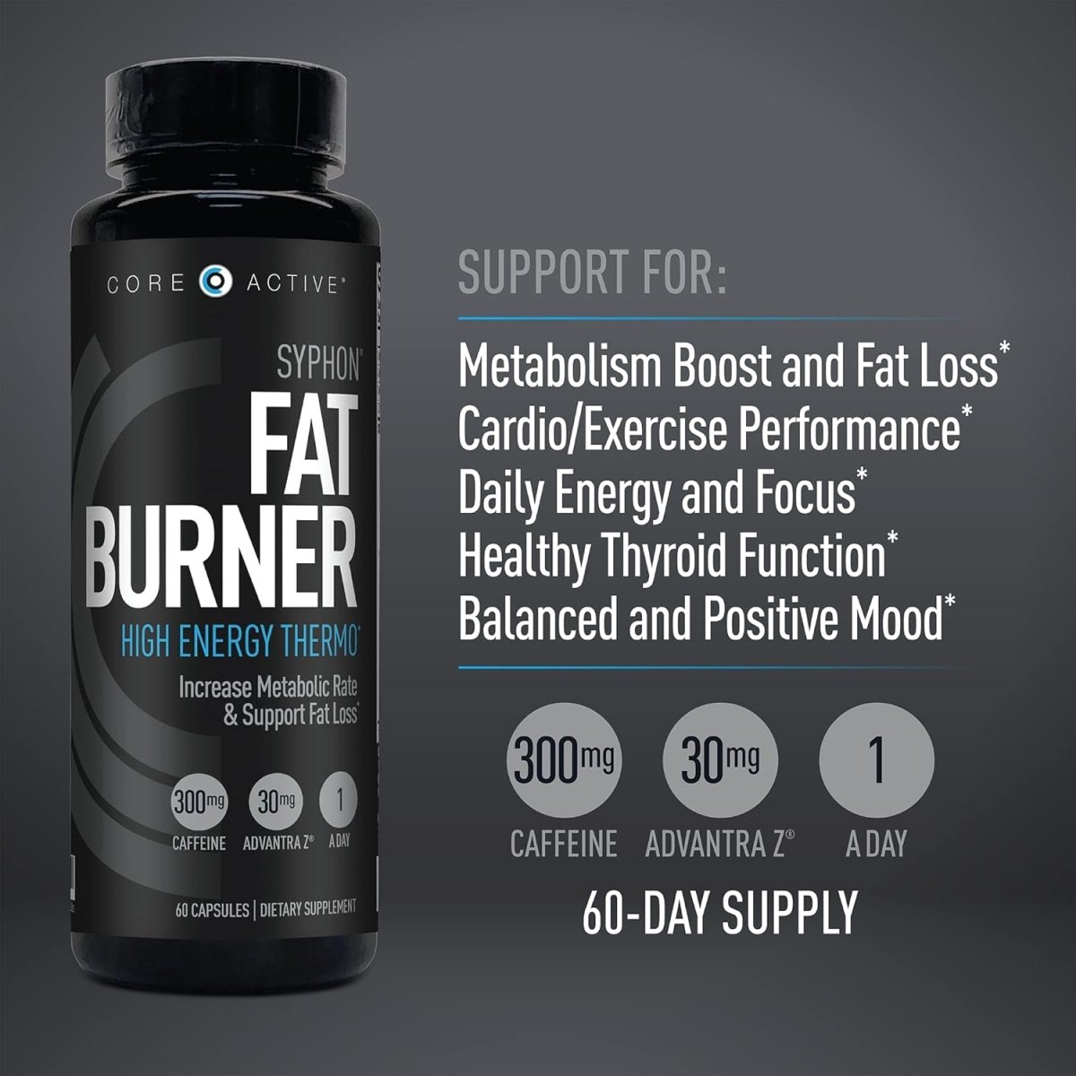 Core Active Syphon Thermogenic Fat Burner for Men & Women - 60 Capsules - Suppviv