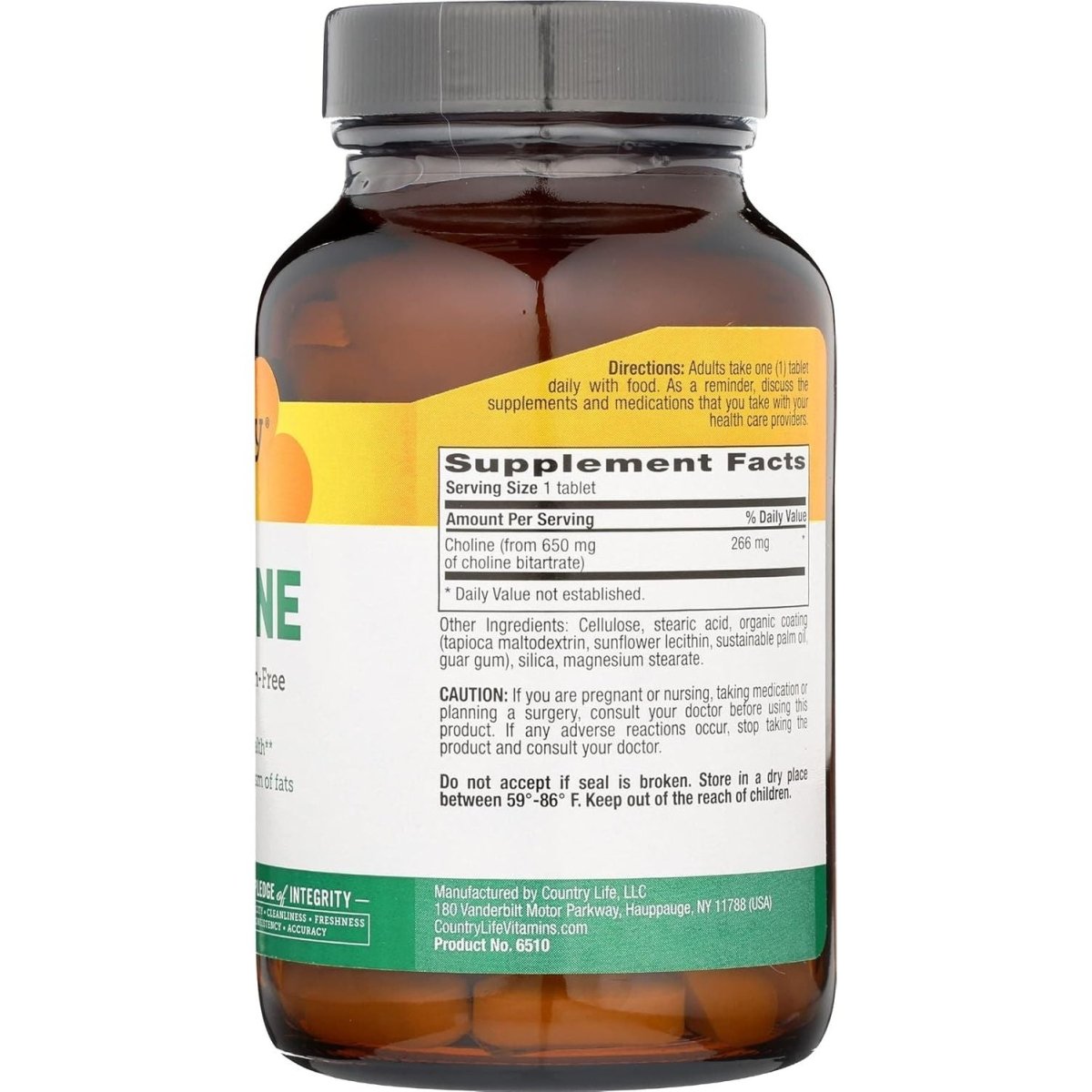 Country Life Choline 650 Mg - 100 Tablets - Suppviv