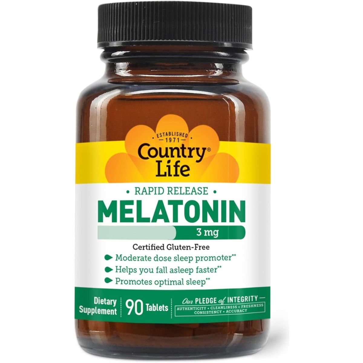 Country Life Melatonin Sleep Aid 3Mg - Rapid - Release, Fast Dissolve Tablets - Suppviv
