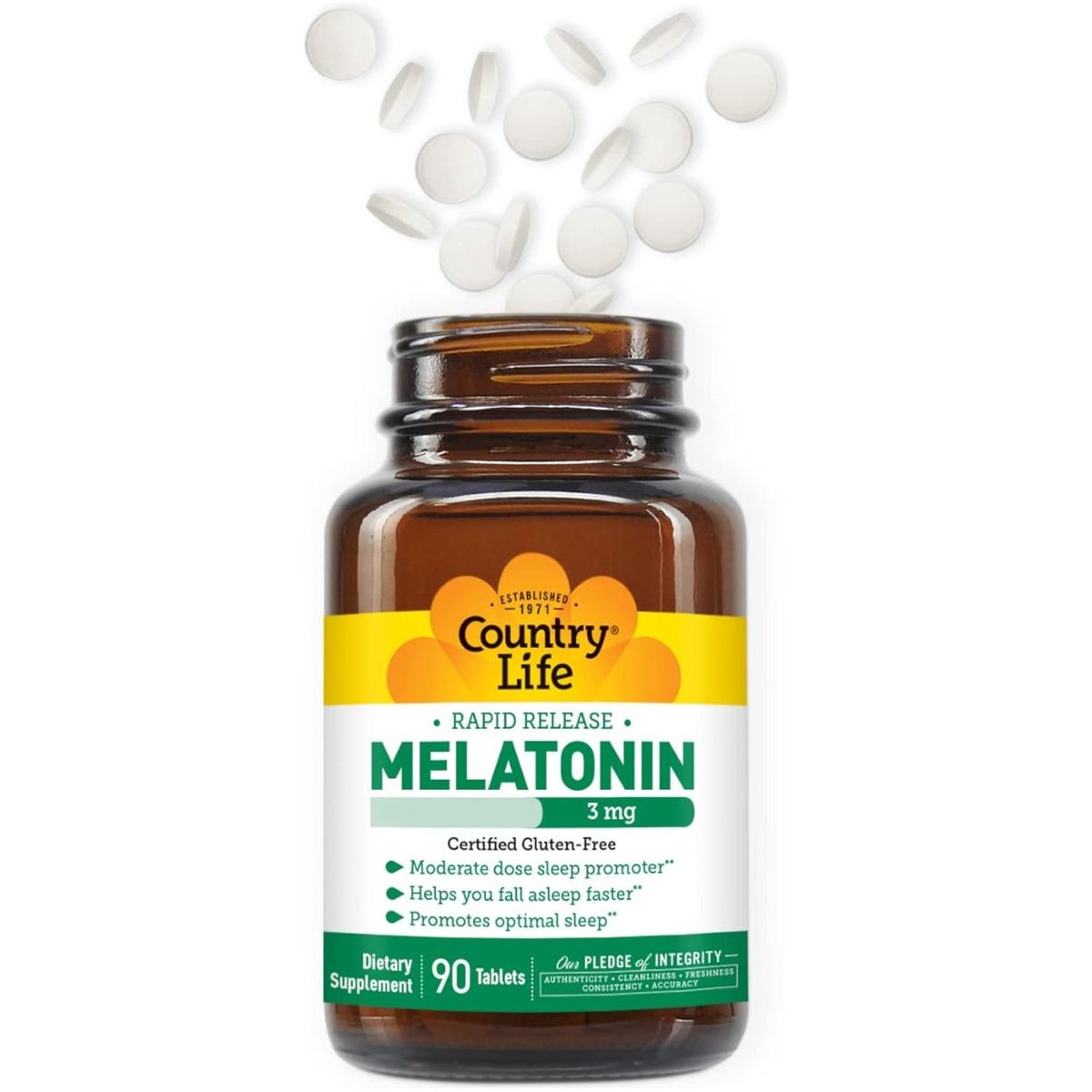 Country Life Melatonin Sleep Aid 3Mg - Rapid - Release, Fast Dissolve Tablets - Suppviv
