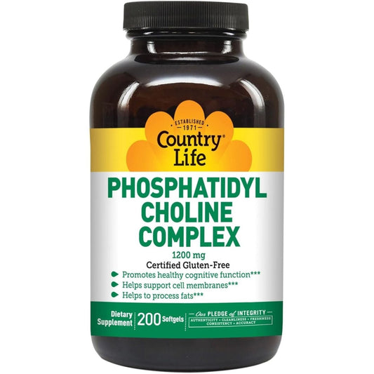 Country Life Phosphatidyl Choline Complex, Promotes Healthy Cognitive Function, 1200Mg, 200 Softgels - Suppviv