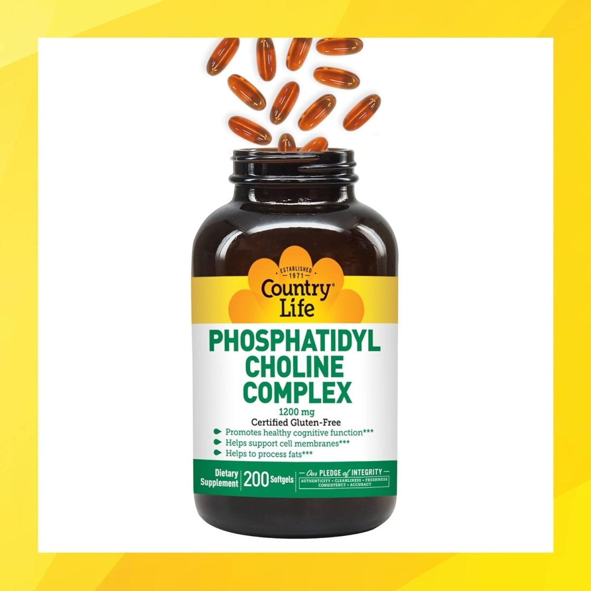 Country Life Phosphatidyl Choline Complex, Promotes Healthy Cognitive Function, 1200Mg, 200 Softgels - Suppviv