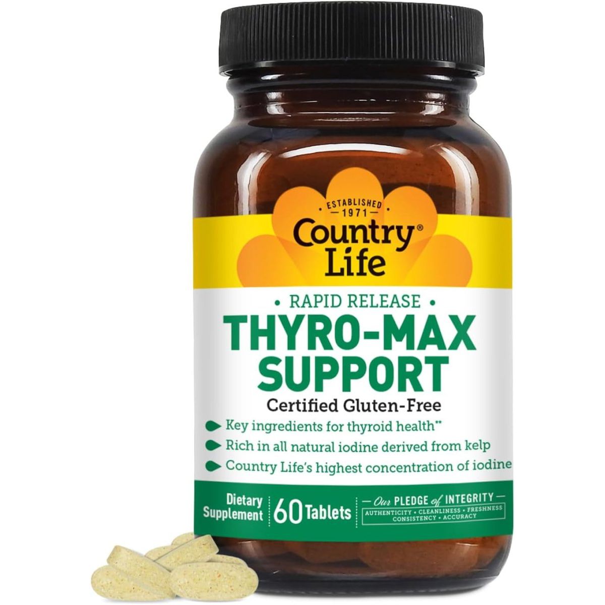 Country Life Thyro - Max Support - Kelp - Derived Iodine & L - Tyrosine Thyroid Supplement 60 Capsules - Suppviv