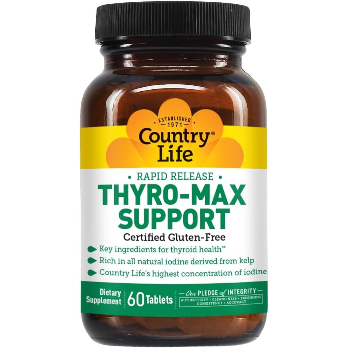 Country Life Thyro - Max Support - Kelp - Derived Iodine & L - Tyrosine Thyroid Supplement 60 Capsules - Suppviv