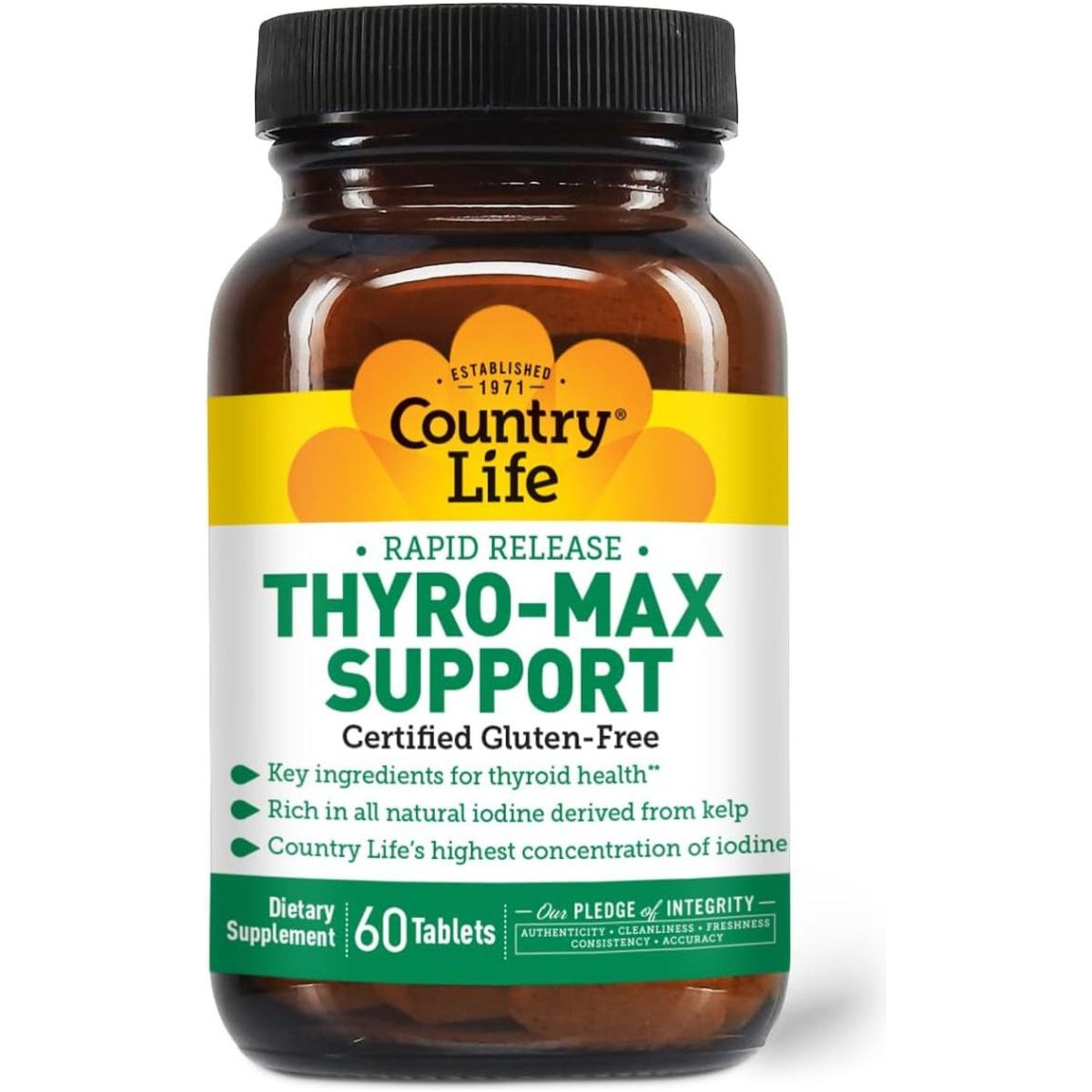 Country Life Thyro - Max Support - Kelp - Derived Iodine & L - Tyrosine Thyroid Supplement 60 Capsules - Suppviv