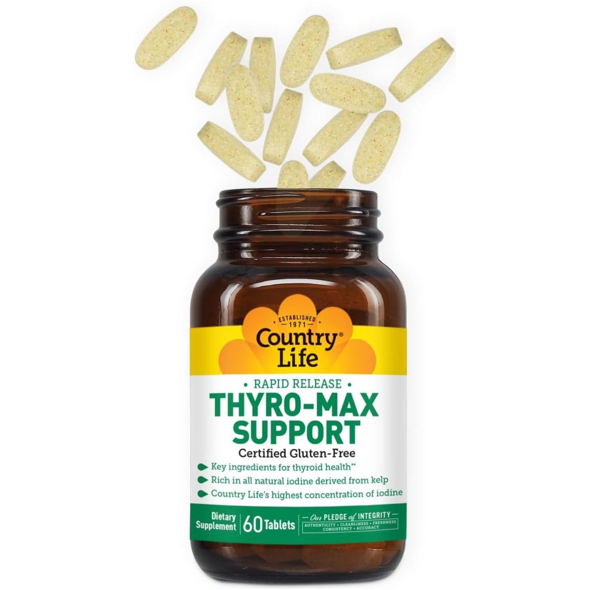 Country Life Thyro - Max Support - Kelp - Derived Iodine & L - Tyrosine Thyroid Supplement 60 Capsules - Suppviv