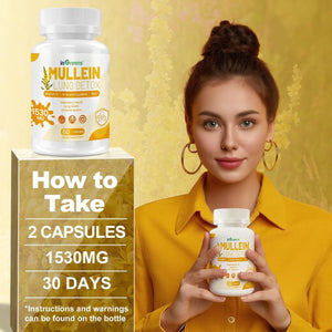 Mullein Leaf Extract 1530 MG, 15-In-1 Lung Cleanse - 60 Capsules