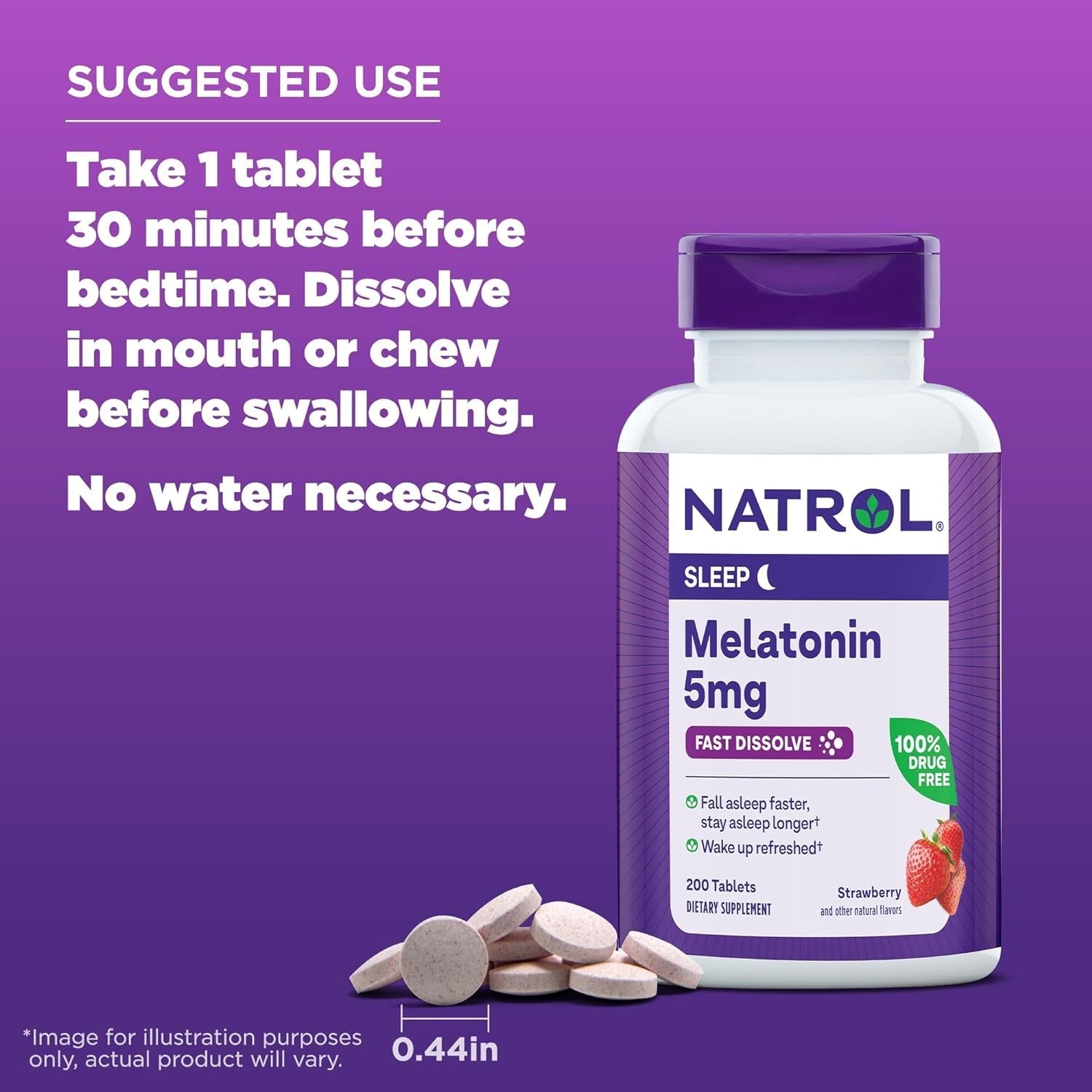 Natrol Fast Dissolve Melatonin 5 Mg, for Restful Sleep, Sleep Support for Adults, 200 Tablets
