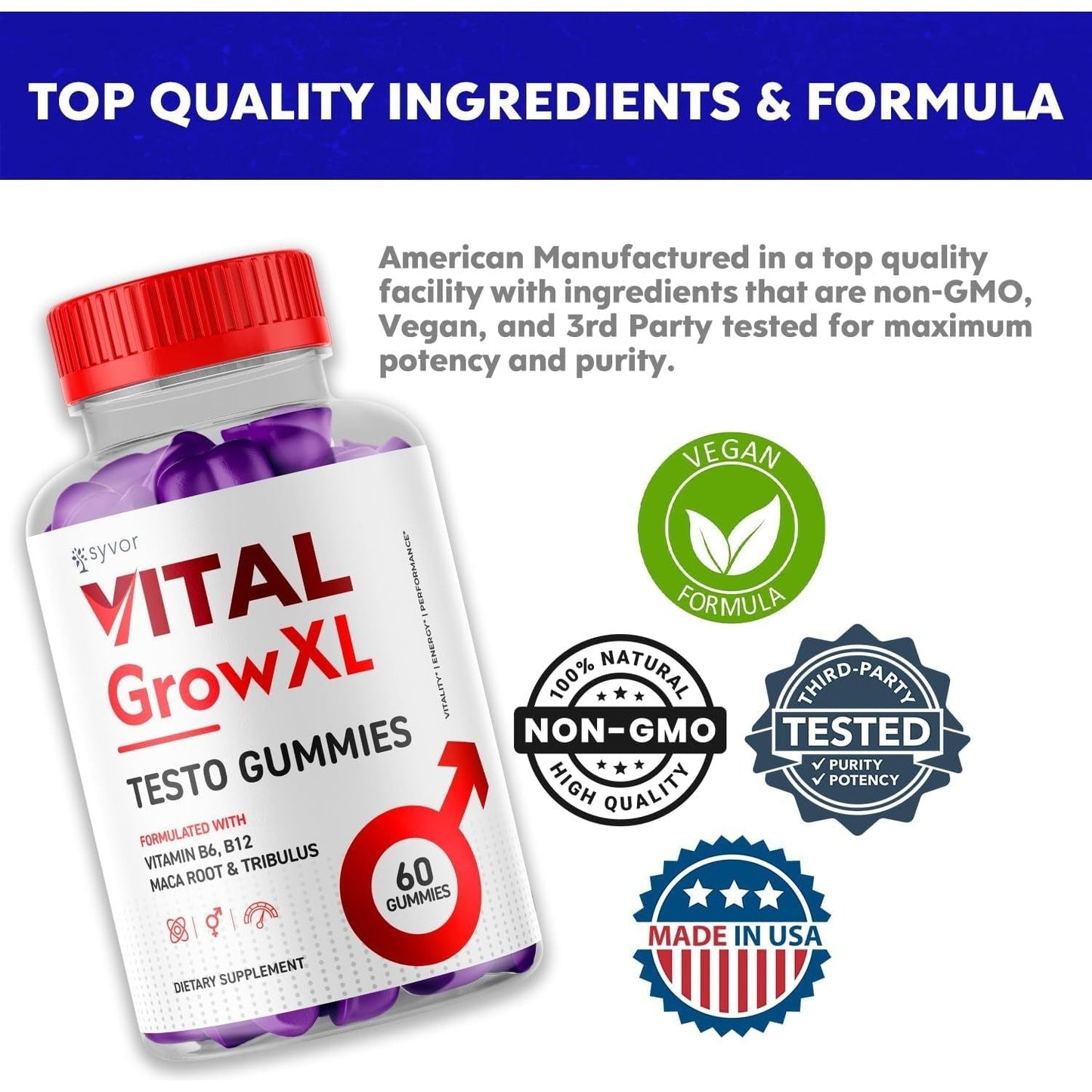 Vital Grow XL Advanced Vitamin Formula Gummy Supplement (60 Gummies)