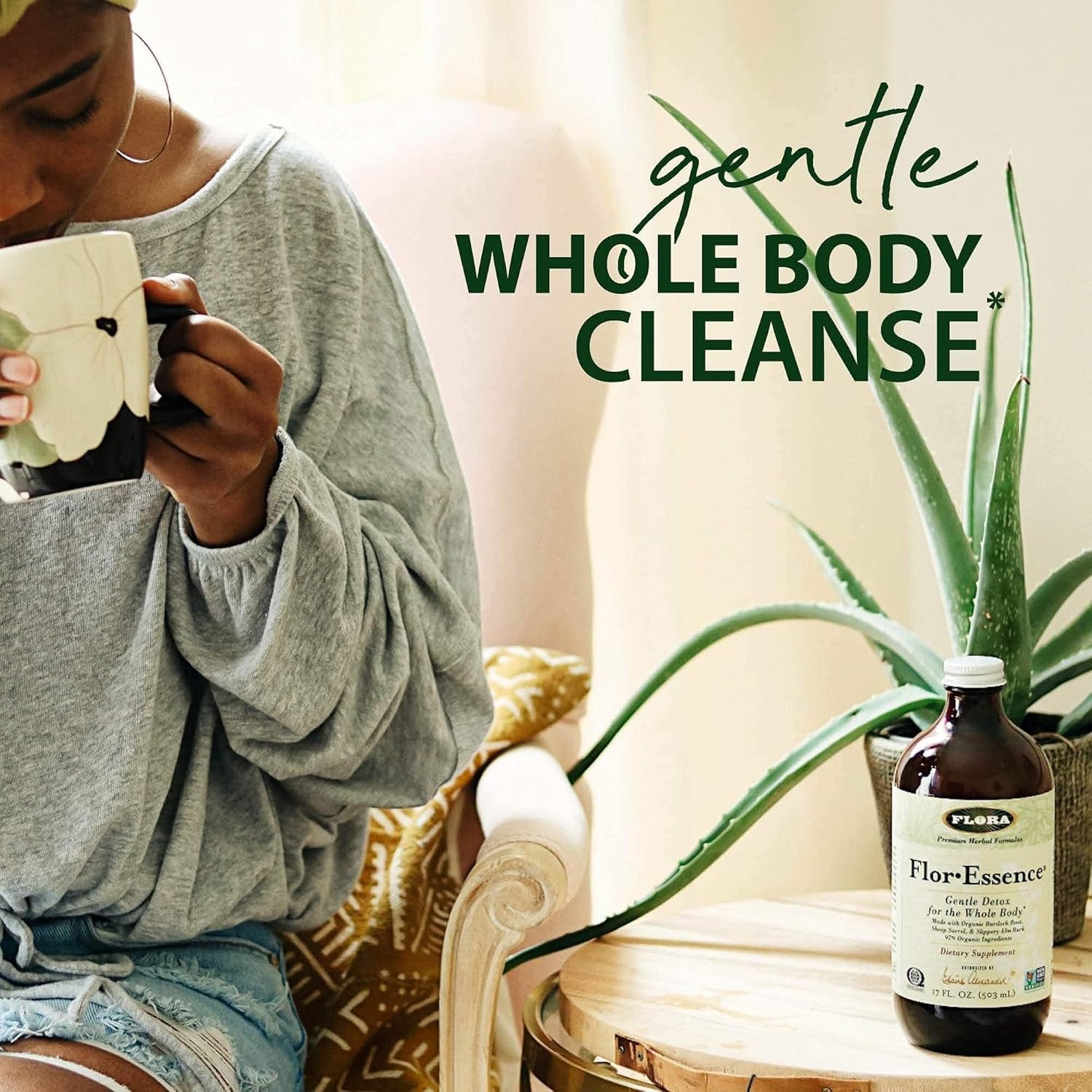 Flora Flor Essence Liquid Tea Blend - Gentle Detox Cleanse 32Oz 