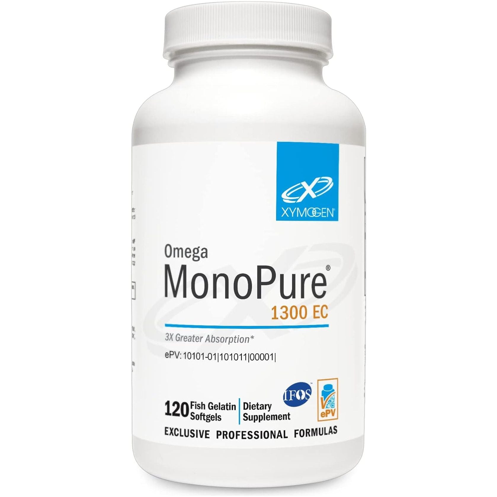 XYMOGEN Omega Monopure 1300 EC - DHA EPA Omega-3 Supplement (120 Softgels)