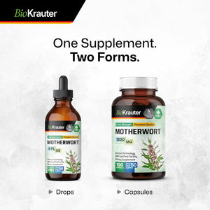 BIO KRAUTER Motherwort Capsules 1200 Mg - 100 Count - Promote Relaxation - for Women