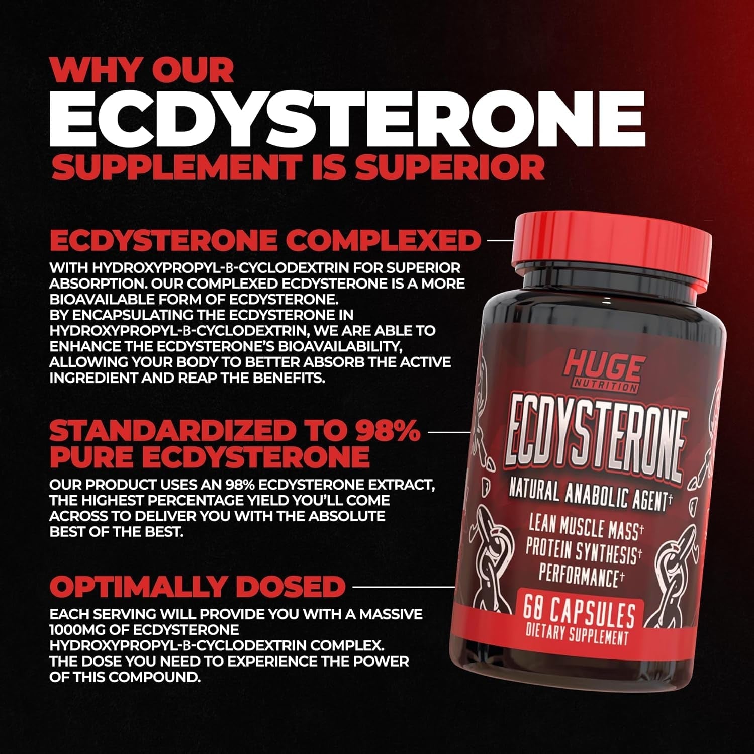 Ecdysterone Supplement, Natural Muscle Builder for Men, 1000Mg Beta Ecdysterone