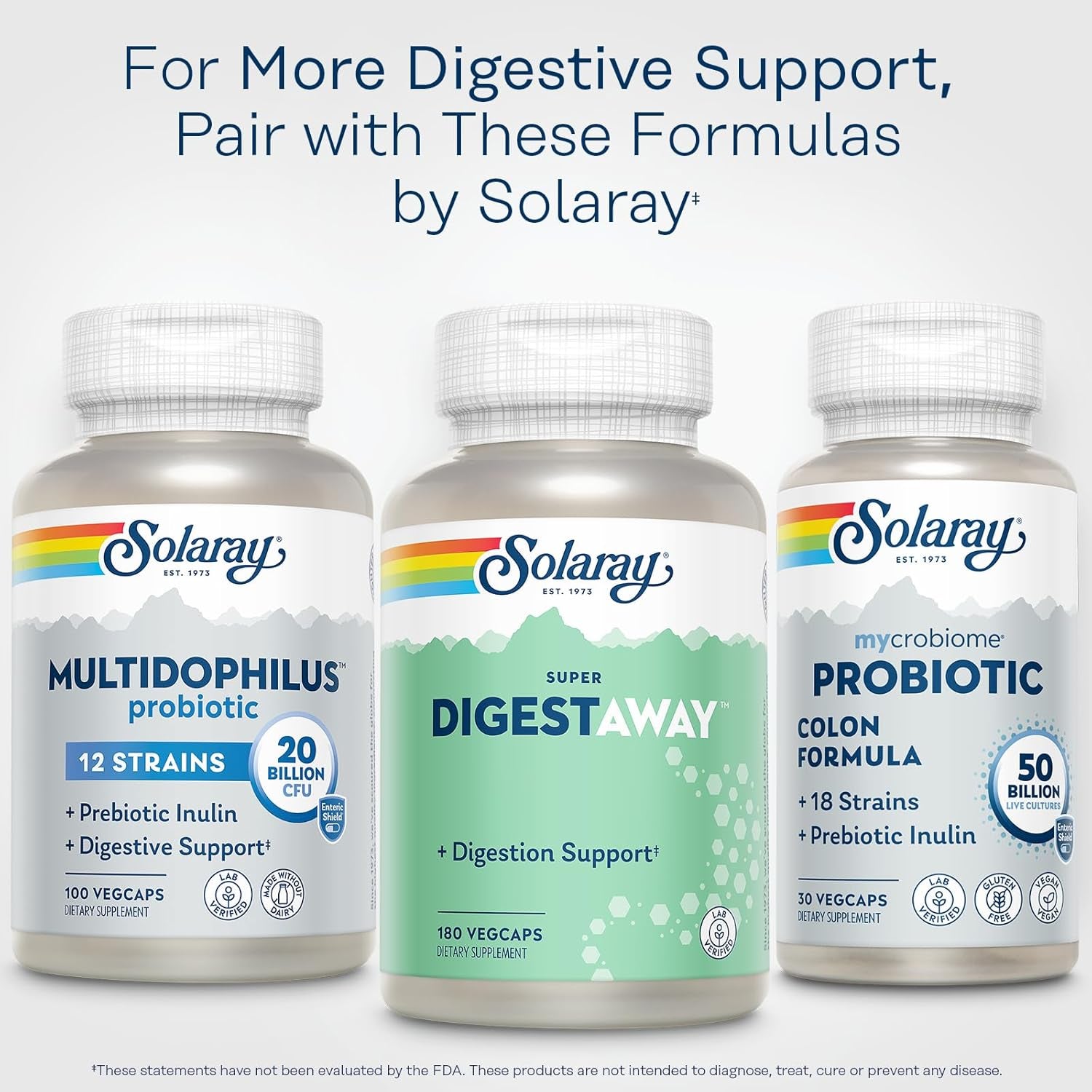 SOLARAY Super Digestaway Digestive Enzymes - Digestion & Nutrient Absorption Support - Lab Verified - 180 Vegcaps
