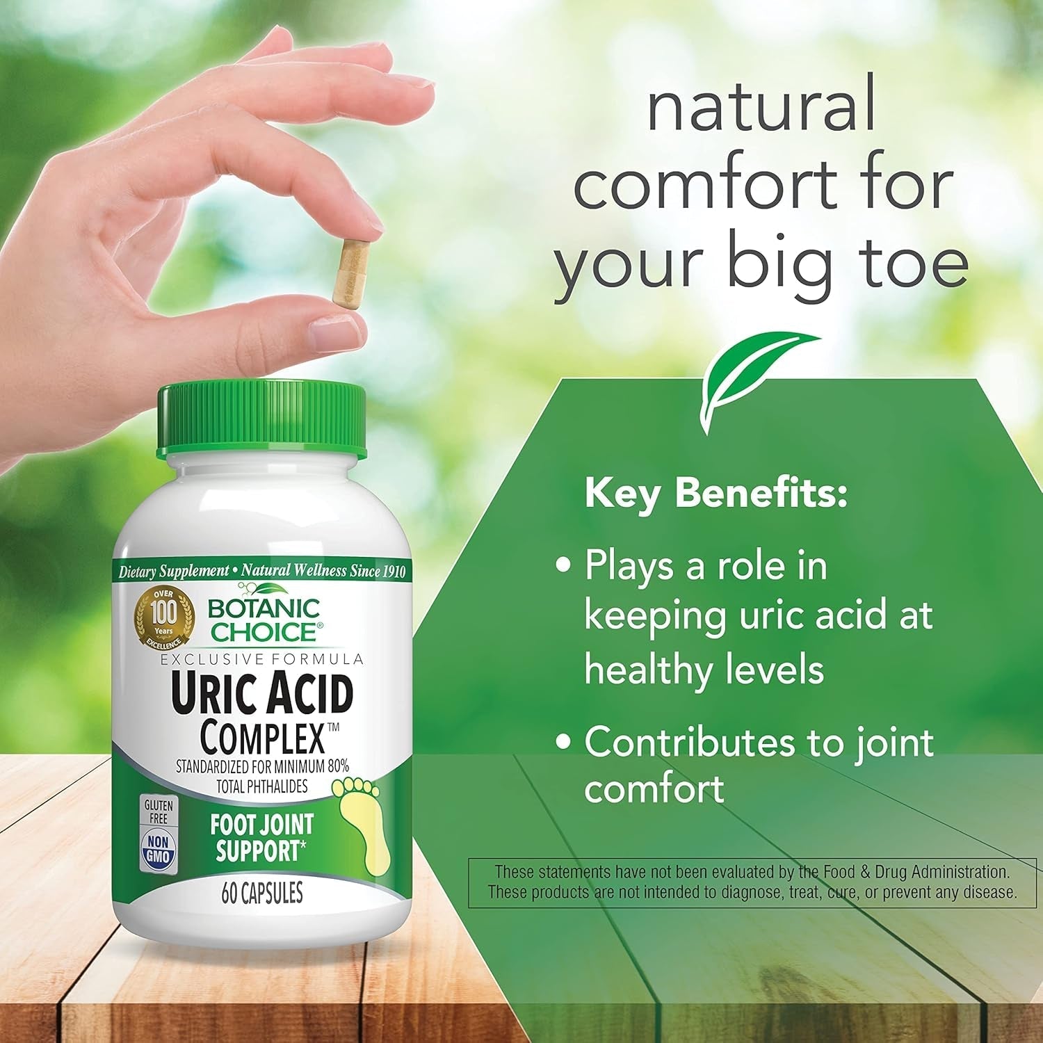 Botanic Choice Uric Acid Complex Supplement - Foot Joint Support 60 Caps