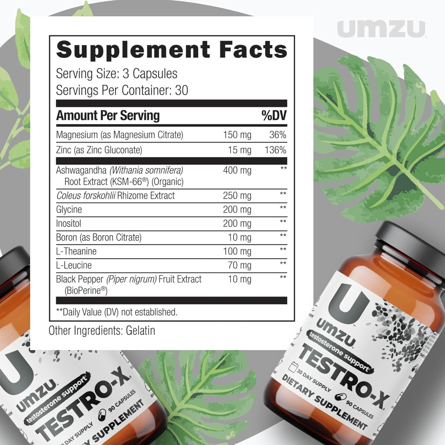 UMZU Testro-X Testosterone Supplement for Men | Support Energy, Strength, Stamina & Healthy T Levels (30 Day Supply)