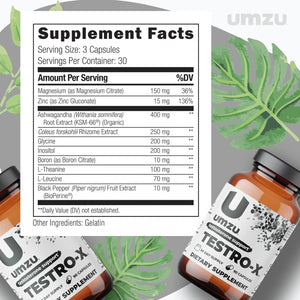 UMZU Testro-X Testosterone Supplement for Men | Support Energy, Strength, Stamina & Healthy T Levels (30 Day Supply)