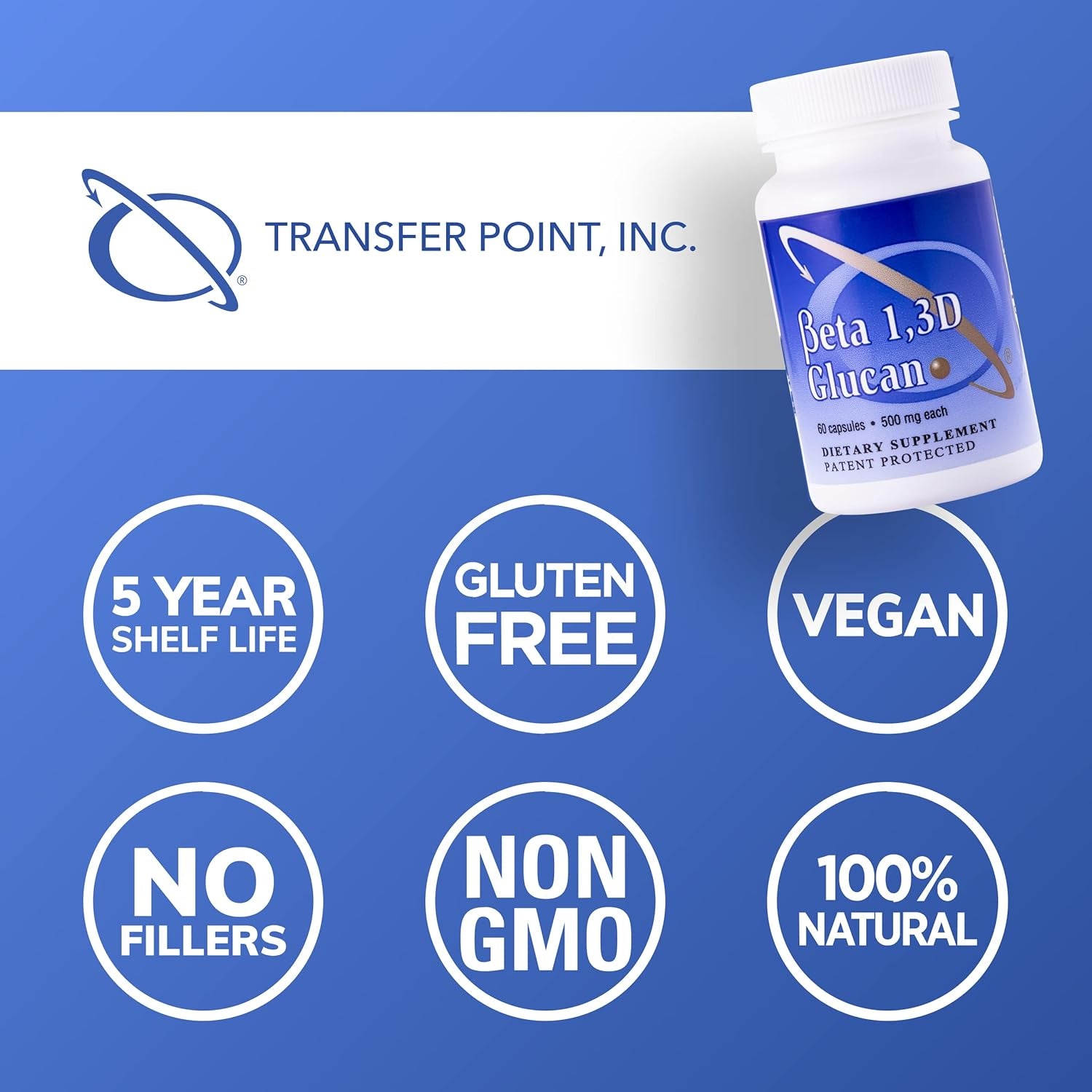 Immune Support Supplement with 500Mg of Highly Purified Beta Glucan per Capsule