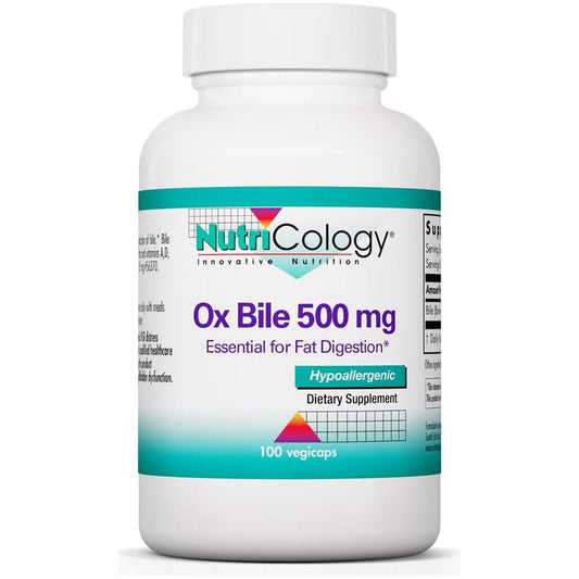 Nutricology Ox Bile 500 Mg for Gallbladder, Digestive Enzymes for Liver  - 100 Capsules