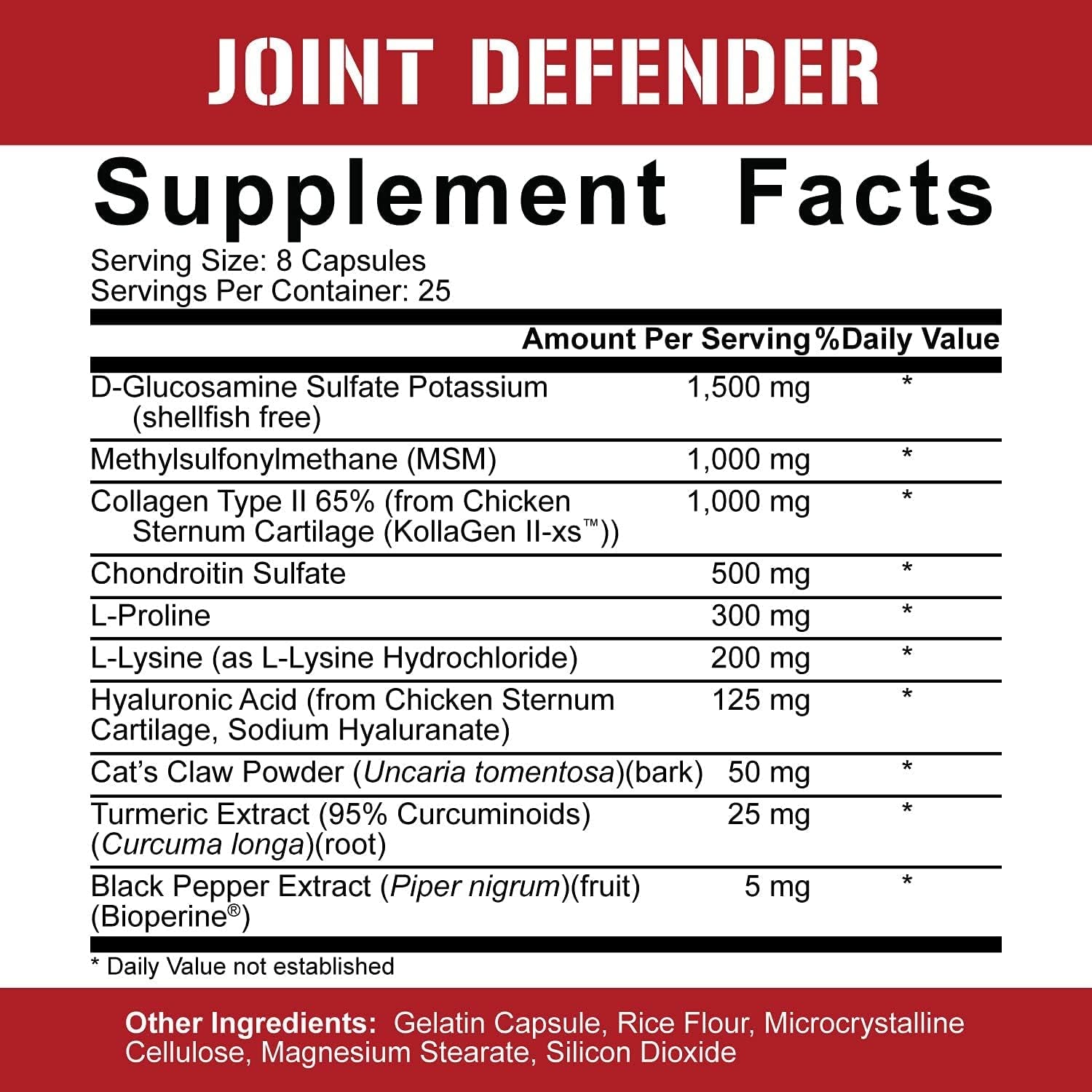 5% Nutrition Rich Piana Joint Defender Maximum Joint Support Supplement | 200 Capsules, 25 Servings