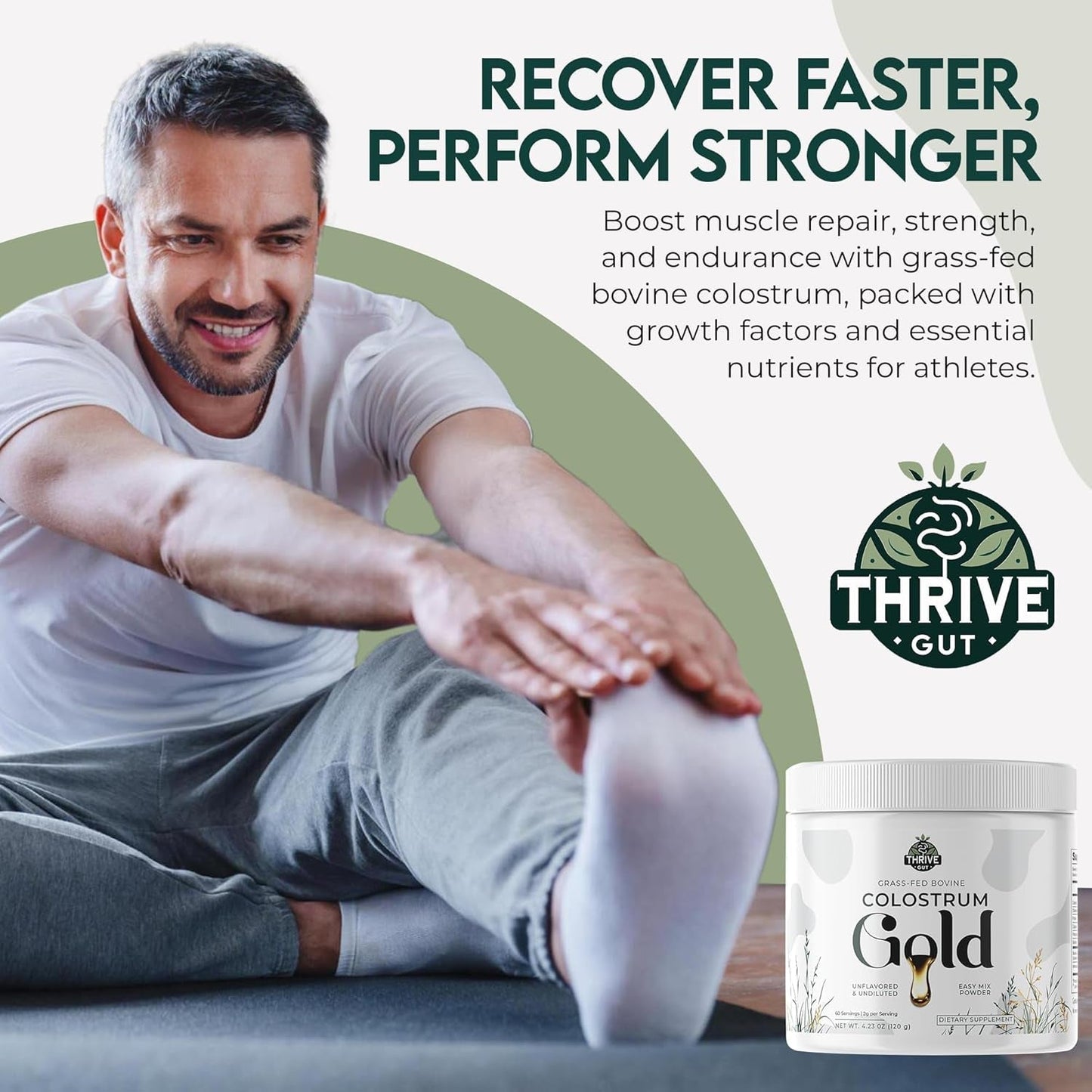 Colostrum Gold - Premium Grass-Fed Bovine Colostrum Powder Supplement for Immunity, Gut Health, Muscle & Wellness 60 Servings