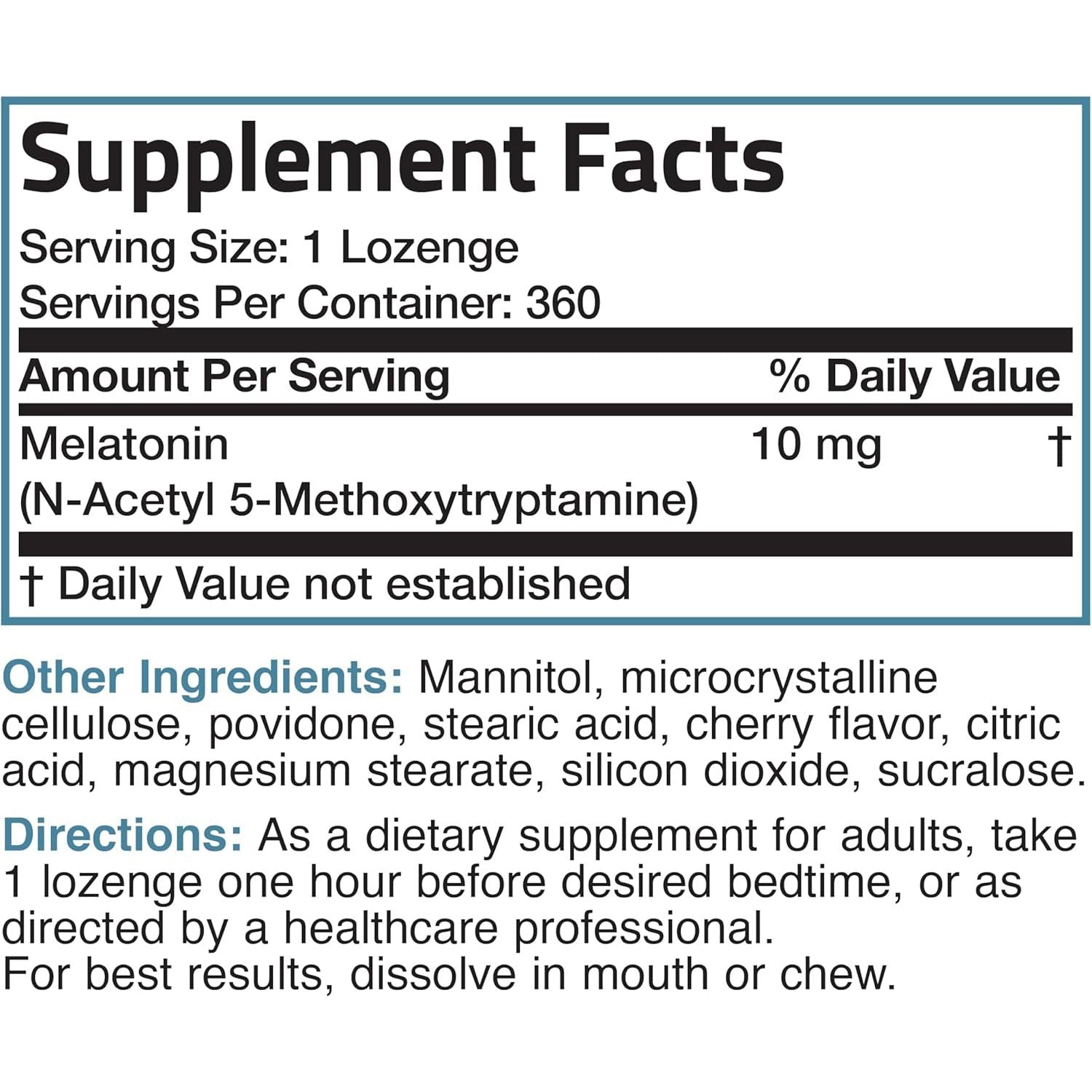 Bronson Melatonin 10Mg Fast Dissolve Cherry Flavored Tablets 360 Count