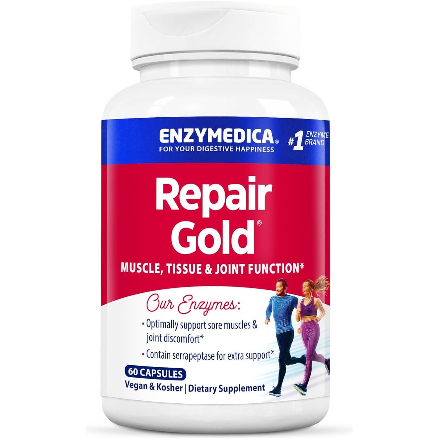 Enzymedica, Repair Gold, Proteolytic Enzymes, Joint Support Supplement, Promotes Muscle Recovery & Tissue Function, 60 Count