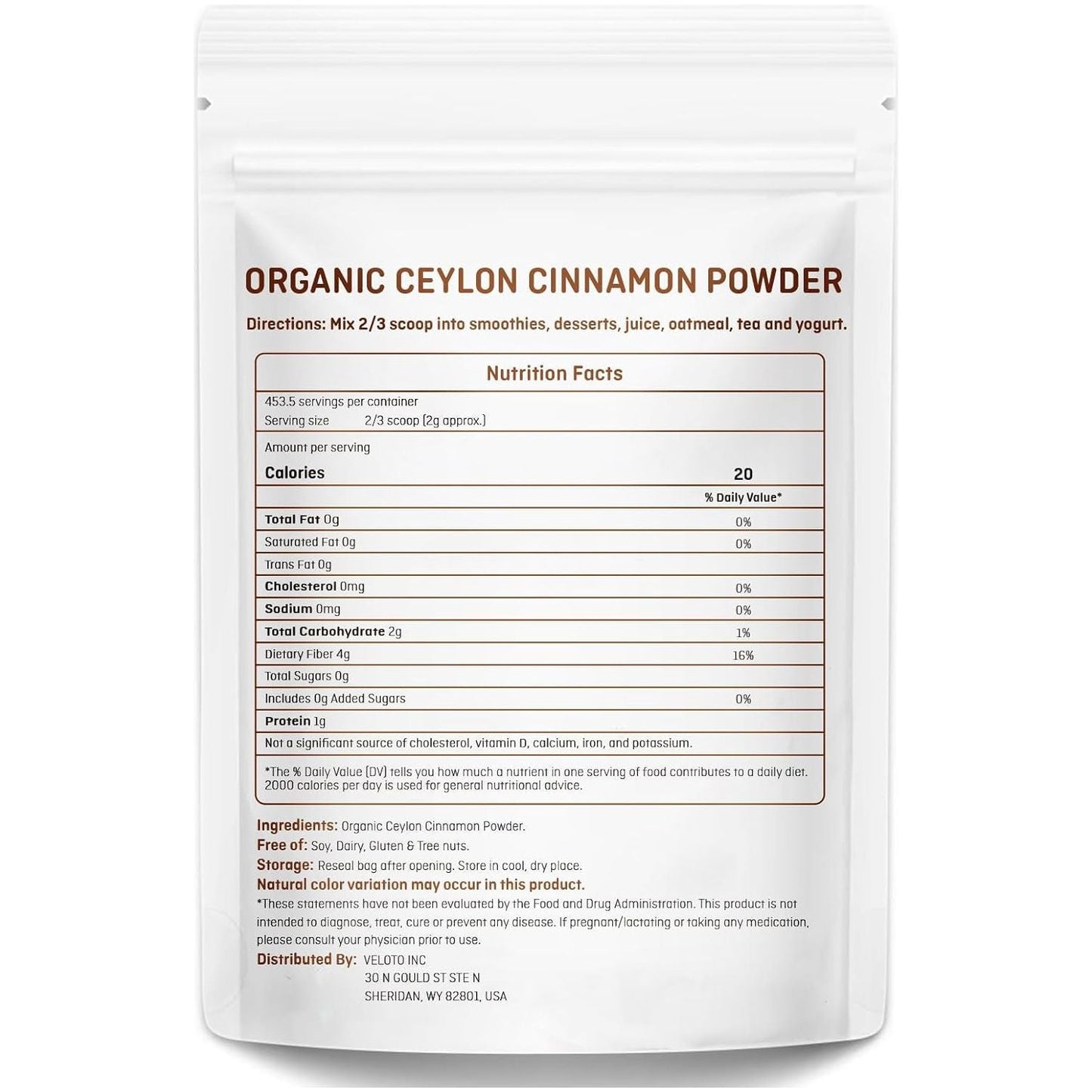 Ceylon Cinnamon Powder Organic Cinnamon Powder, 2Lb