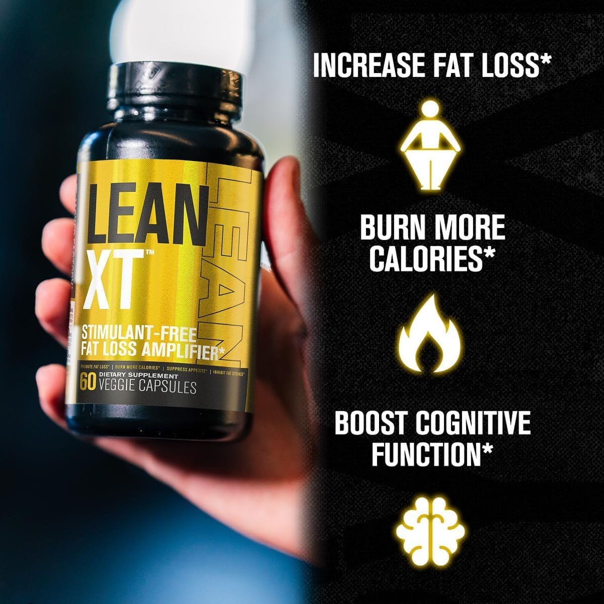 Jacked Factory Lean-Xt Caffeine Free Fat Burner - Non Stim Weight Loss Supplement 60Pills