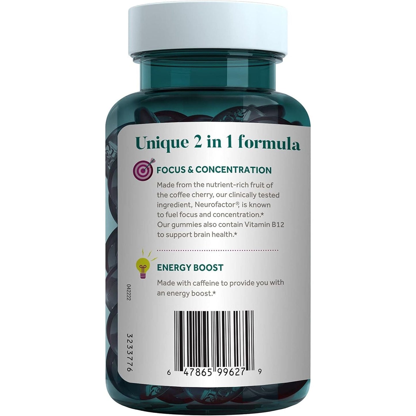 NEURIVA Brain + Energy Gummies, Nootropic Brain Supplements for Focus and Concentration 75 Count