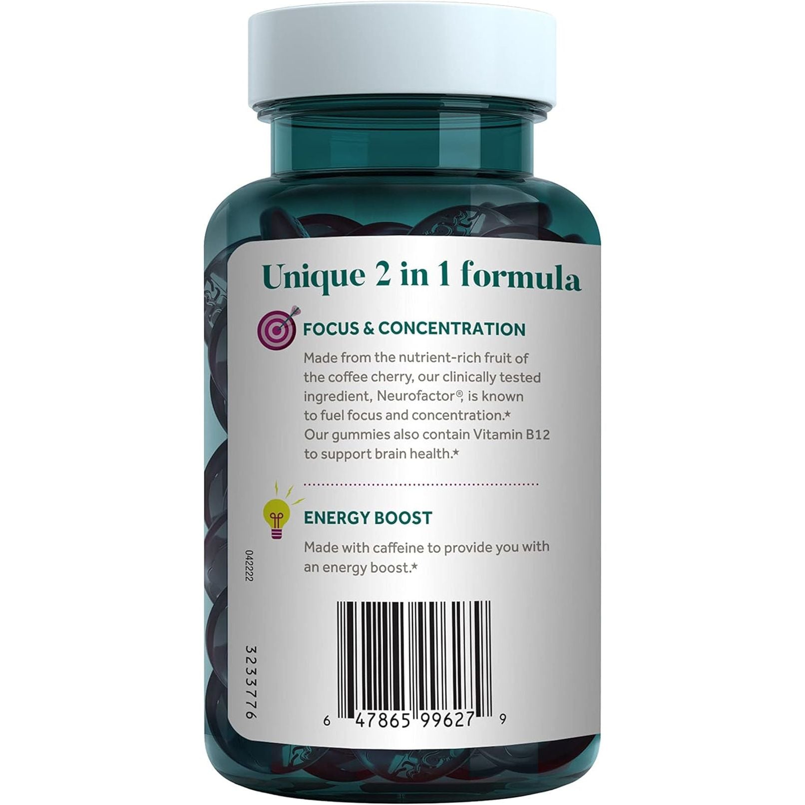 NEURIVA Brain + Energy Gummies, Nootropic Brain Supplements for Focus and Concentration 75 Count