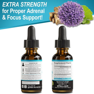 Adrenal Support Supplements Liquid Drops - Organic Adrenal and Focus Supplement, 1Oz